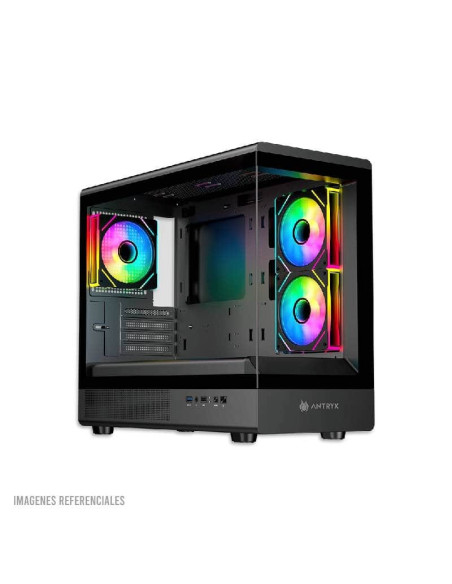 CASE ANTRYX FX 630M BLACK ( AC-FX630MK ) S/FUENTE | PANEL VIDRIO | LED-ARGB