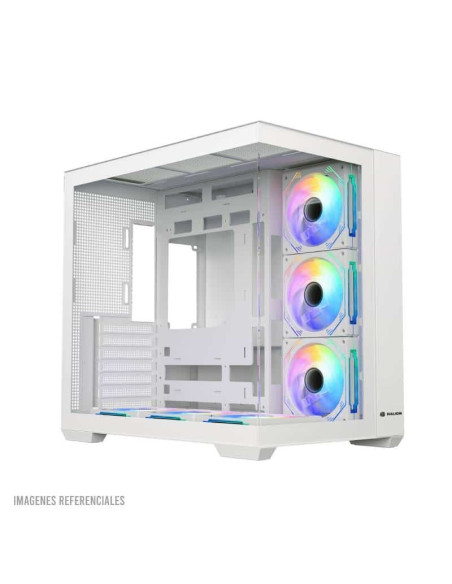 CASE GAMER HALION FISH TANK C708 WHITE ( C708 ) S/FUENTE | VIDRIO TEMPLADO | 6 LED-ARGB