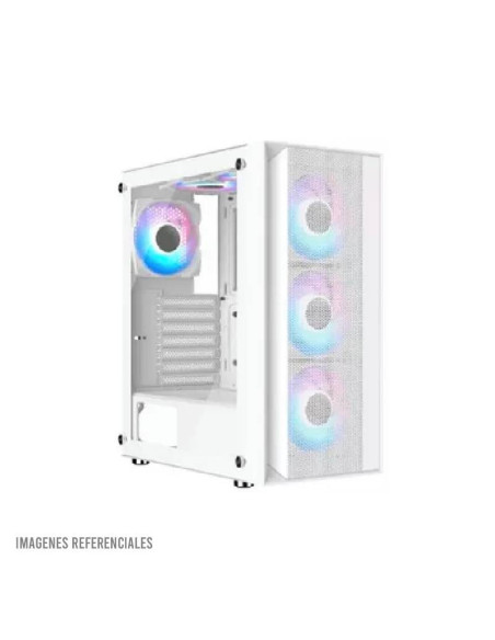 CASE GAMER HALION TORNADO-04 WHITE ( TORNADO 04 WH ) 600W | VIDRIO TEMPLADO | 4 LED-ARGB
