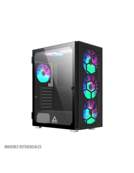 CASE MONTECH X3 GLASS BLACK S/FUENTE|VIDRIO TEMPLADO|LED-RGB|NEGRO