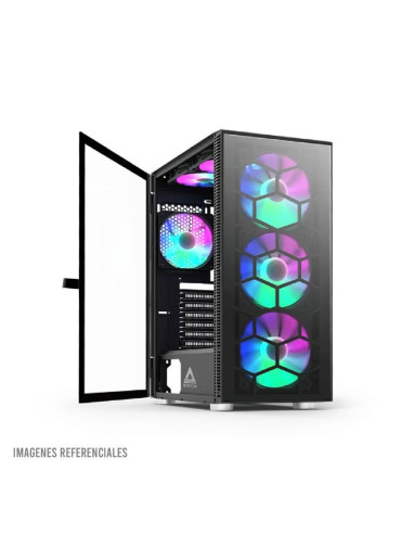 CASE MONTECH X3 GLASS BLACK S/FUENTE|VIDRIO...