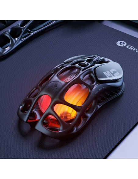 MOUSE GAMER GRAVASTAR MERCURY M2 ( M2-BLK ) WIRELESS | SENSOR PAW3395 - 26K DPI | STEALTH BLACK | LED-RGB