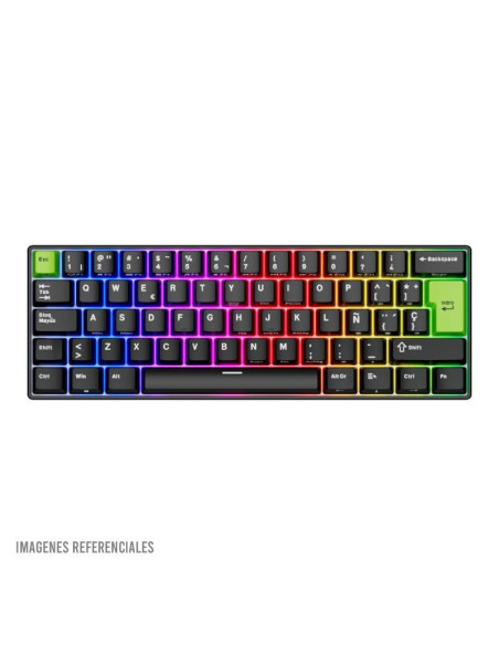 TECLADO GAMER ROYAL KLUDGE RK C61 BLACK GREEN| MINT SWITCH| CABLEADO| LED-RGB