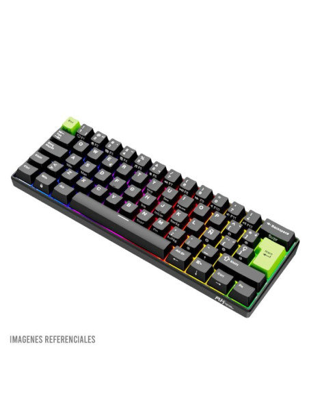 TECLADO GAMER ROYAL KLUDGE RK C61 BLACK GREEN| MINT SWITCH| CABLEADO| LED-RGB