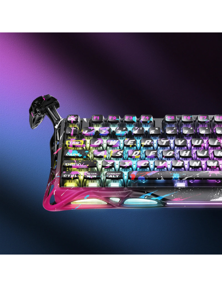 TECLADO GAMER GRAVASTAR MERCURY V75 PRO HE NEON GRAFFITI (GSV75PRO-CG-BLK) MECANICO| SWITCH GATERON MAGNETIC JADE| LED-RGB