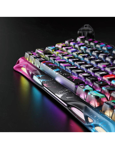 TECLADO GAMER GRAVASTAR MERCURY V75 PRO HE NEON GRAFFITI (GSV75PRO-CG-BLK) MECANICO| SWITCH GATERON MAGNETIC JADE| LED-RGB
