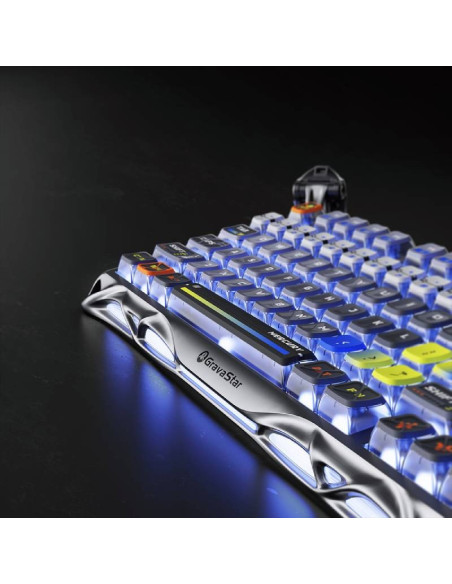 TECLADO GAMER GRAVASTAR MERCURY K1 PRO (GSK1PRO-S-CGRY) WIRELESS| LED-RGB| INTERSTELLAR SILVER