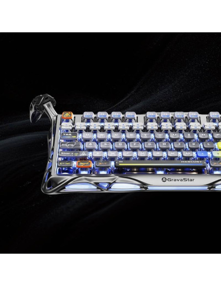 TECLADO GAMER GRAVASTAR MERCURY K1 PRO (GSK1PRO-S-CGRY) WIRELESS| LED-RGB| INTERSTELLAR SILVER