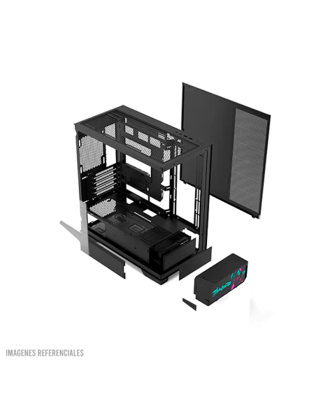 CASE GAMER THUNDEROBOT BLACKWARRIOR ( GQX25ABS ) | VIDRIO TEMPLADO MAGNETICO| PANTALLA LCD + 4 COOLER