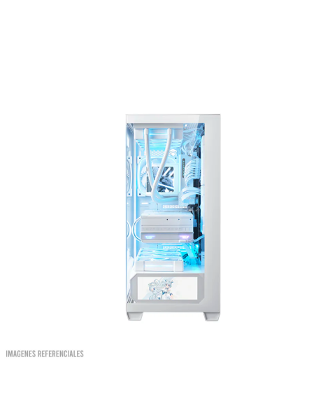 CASE GAMER THUNDEROBOT BLACKWARRIOR WHITE ( GQX25AWS ) | VIDRIO TEMPLADO MAGNETICO|PANTALLA LCD + 4 COOLER