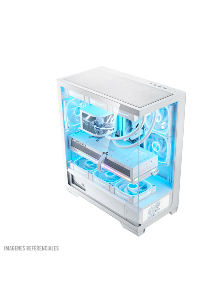 CASE GAMER THUNDEROBOT BLACKWARRIOR WHITE ( GQX25AWS ) | VIDRIO TEMPLADO MAGNETICO|PANTALLA LCD + 4 COOLER