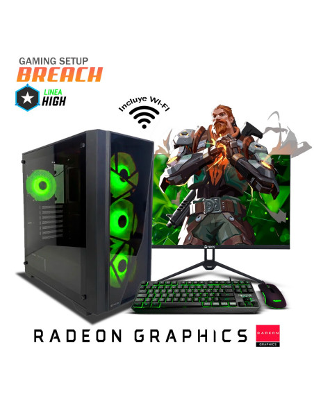 PC GAMER BREACH RYZEN 7-8700G 16GB 512GB SSD + 23.8 FHD + KIT RAPTOR