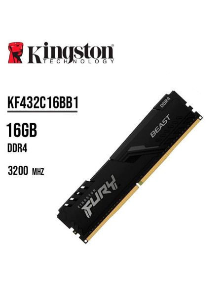 MEMORIA KINGSTON FURY BEAST 16GB DDR4 3200 BLACK KF432C16BB1/16