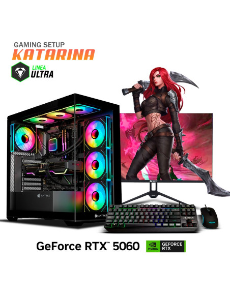 PC GAMER RYZEN KATARINA RYZEN 5 5500X3D 16GB 500GB SSD GEFORCE RTX 5060 8GB + 23.8 FHD + KIT RAPTOR