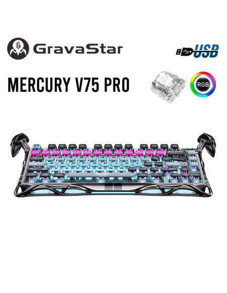 TECLADO GAMER GRAVASTAR MERCURY V75 PRO HE CYBERPUNK (GSV75PRO-RM-EGRY) SWITCH HALL EFFECT| LED-RGB