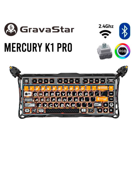 TECLADO GAMER GRAVASTAR MERCURY K1 PRO ( GSK1PRO-BO-BLK ) WIRELESS| LED-RGB| CYBERFLARE