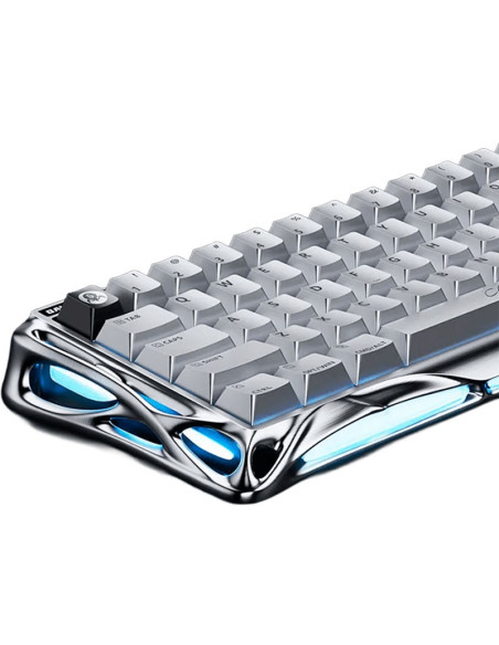 TECLADO GAMER GRAVASTAR V60 PRO HE (GSV60PRO-XTAL-SLV) CABLEADO| SWITCH UFO MAGNETICO|  LED-RGB