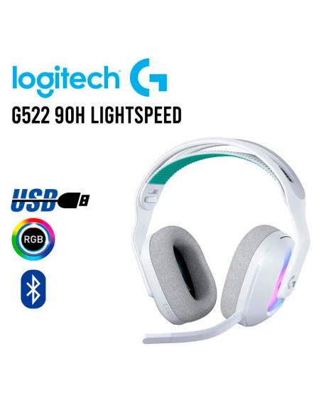 AUDIFONO GAMER LOGITECH G522 90H LIGHTSPEED(981-001549) LIGHTSYNC RGB|BLUETOOTH|USB|BLANCO