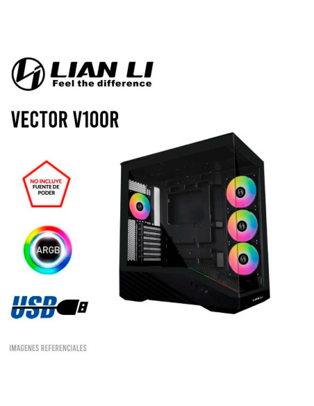 CASE LIAN LI VECTOR V100R (V100RX BLACK) VIDRIO TEMPLADO| 4FAN ARGB|NEGRO
