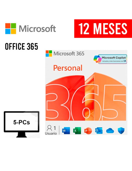 LICENCIA MICROSOFT 365 PERSONAL (EP2-32316) 1 USUARIO - 5 DISPOSITIVOS | 12 MESES | VIRTUAL