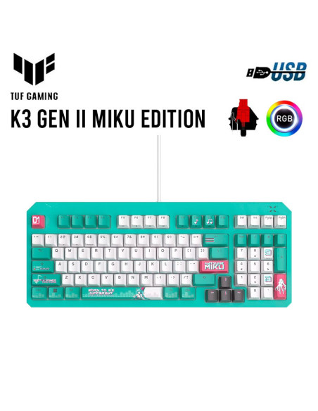 TECLADO GAMER ASUS TUF GAMING K3 GEN II HATSUNE MIKU EDITION (90MP0460-BKAA30)