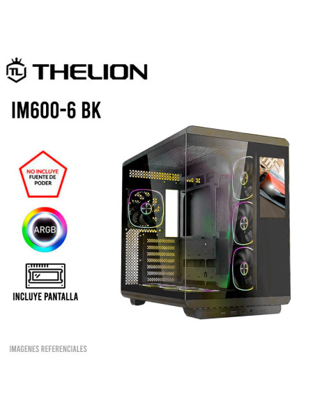 CASE GAMER THELION (IM600-6 BK)|S/FUENTE|VIDRIO TEMPLADO | 6" LCD |7 FAN ARGB