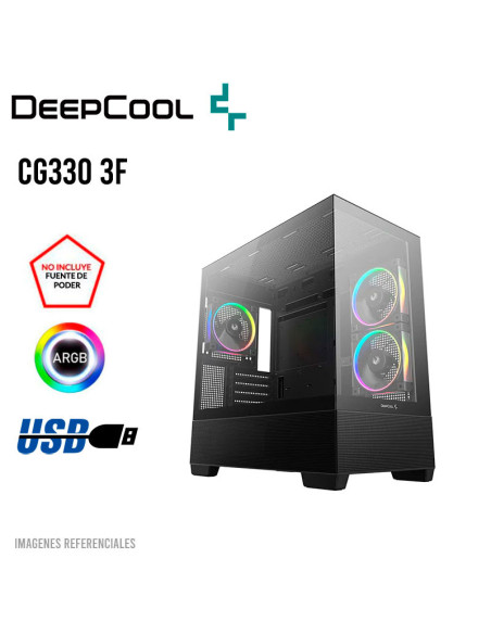 CASE DEEPCOOL CG380 3F (R-CG380-BKAGM3-G) USB 3.0| S/FUENTE| VIDRIO TEMPLADO| 3 LED-ARGB