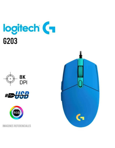MOUSE GAMER LOGITECH G203 BLUE LIGHTSYNC (...