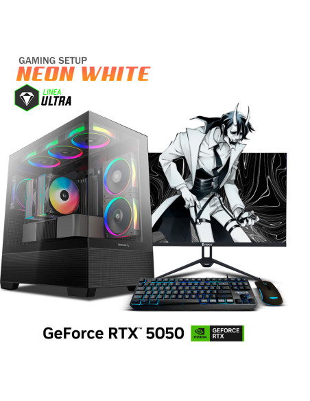 PC GAMER NEON WHITE ULTRA 5-225F 16GB 1TB SSD GEFORCE RTX 5050  8GB + 27 FHD 144HZ + KIT RAPTOR