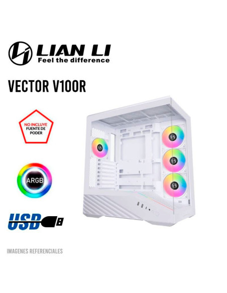 CASE LIAN LI VECTOR V100R (V100RW WHITE) VIDRIO TEMPLADO| 4FAN ARGB| WHITE
