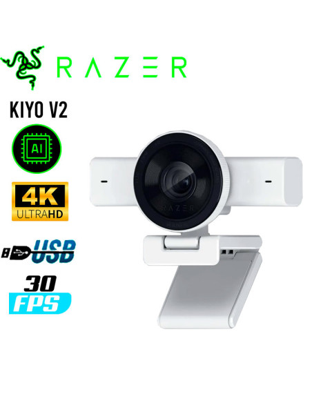 CAMARA WEB RAZER KIYO V2 WHITE EDITION (RZ19-05370200-R3U1) 4K| 30 FPS| 8.3MP- IA