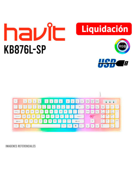 TECLADO HAVIT KB876L-SP WHITE | MEMBRANA - USB | LED-RGB