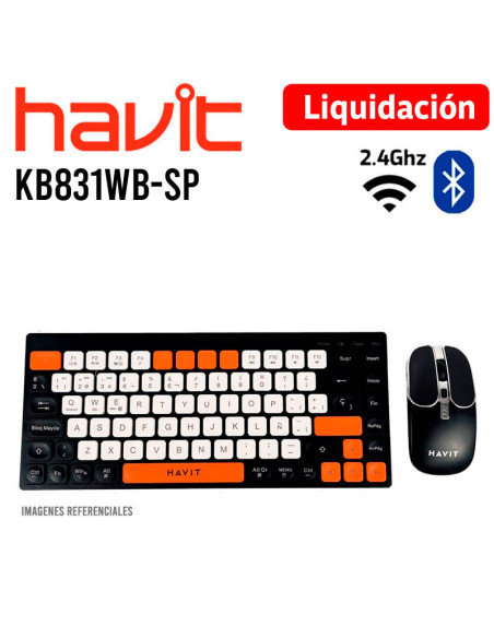 KIT GAMER HAVIT (KB831WB-SP) NEGRO|WIRELESS+BT| TECLADO + MOUSE