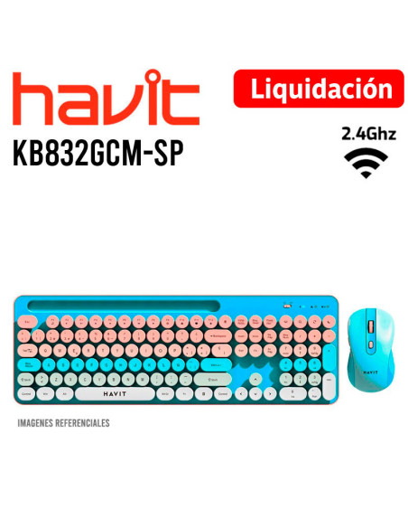 KIT HAVIT ( KB832GCM-SP ) CELESTE | WIRELESS| MEMBRANA | TECLADO + MOUSE