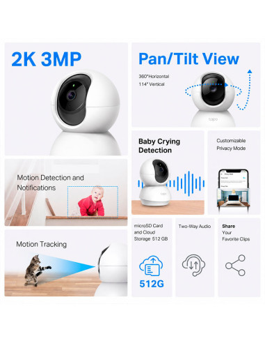 CAMARA DE VIGILANCIA TP-LINK TAPO C210 WIFI 2K...