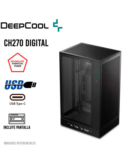 CASE DEEPCOOL CH270 DIGITAL (R-CH270-BKNDM0-G-1) S/FUENTE| VIDRIO TEMPLADO| PANTALLA DIGITAL