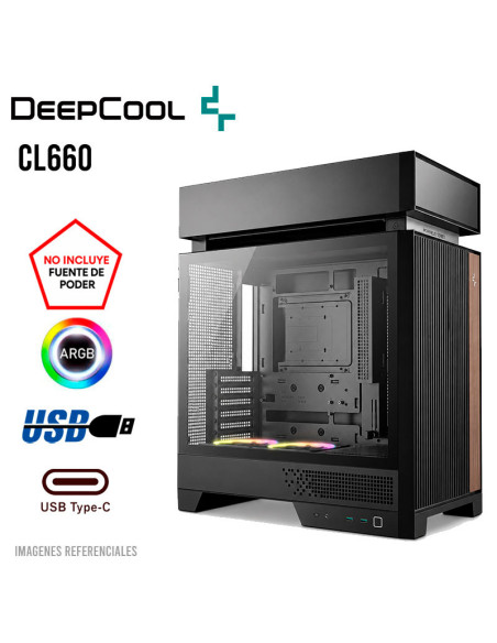 CASE DEEPCOOL CL660 (R-CL660-BKNNA0-G-1) S/FUENTE| VIDRIO TEMPLADO| LED-ARGB