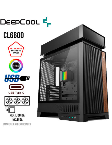 CASE DEEPCOOL CL6600 (R-CL6600-BKNNA0-G-1) VIDRIO TEMPLADO| ENFRI. LIQUIDO 360MM| 2 LED-ARGB