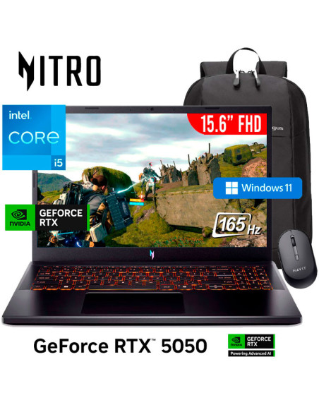 LAPTOP GAMER ACER V 15 NITRO ANV15-52-57BB I5-13420H 16GB 512GB SSD GEFORCE RTX 5050 8GB 15.6 FHD 165HZ WINDOWS 11 (NH.U1PAA.004