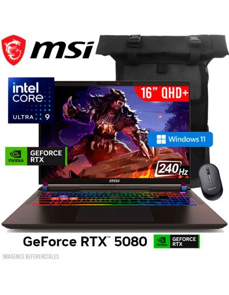 LAPTOP GAMER MSI VECTOR 16 HX AI A2XWIG-400US ULTRA 9-275HX 16GB 1TB SSD GEFORCE RTX 5080 16GB 16 QHD+ 240HZ WINDOWS 11