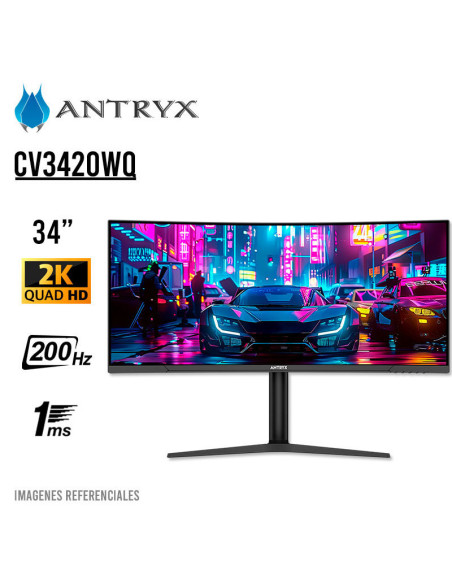 MONITOR GAMER ANTRYX 34" XTREME VISION CV3420WQ (AXV-CV3420WQ) PANEL VA CURVO 1500R| 200HZ/ 1MS| HDMI-DP| PIVOTEABLE| LED-RGB