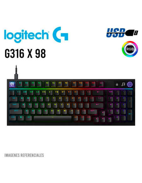 TECLADO GAMER LOGITECH G316 X 98 ( 920-014183 ) SWITCH TACTILE | RGB LIGHTSYNC | NEGRO