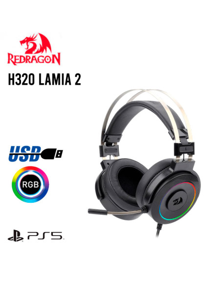AUDIFONO GAMER REDRAGON LAMIA2 ( H320RGB-1 ) 7.1 VIRTUAL | RGB | USB | BLACK