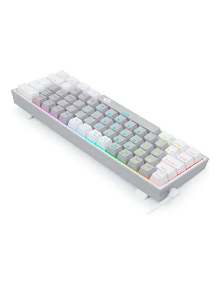 TECLADO GAMER REDRAGON FIZZ PRO GREY ( K616-RGB GW-SP ) CABLE - USB 2.4G - BT | WIRELESS | SWTICH RED | LED-RGB
