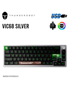 TECLADO GAMER THUNDEROBOT ( VIC68 ) SILVER MAGNETICO |...