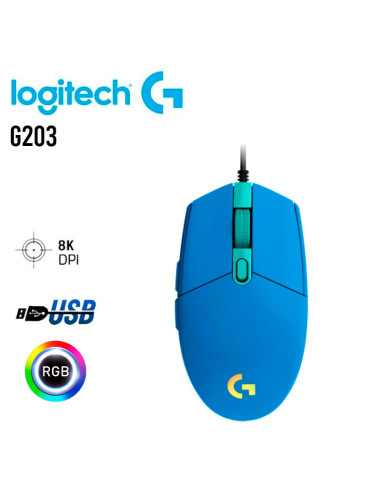 MOUSE GAMER LOGITECH G203 BLUE LIGHTSYNC (...