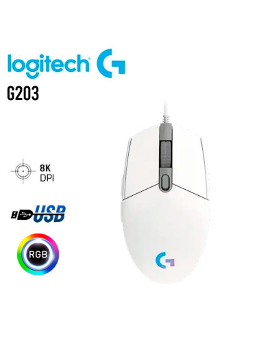 MOUSE GAMER LOGITECH G203 WHITE LIGHTSYNC (...