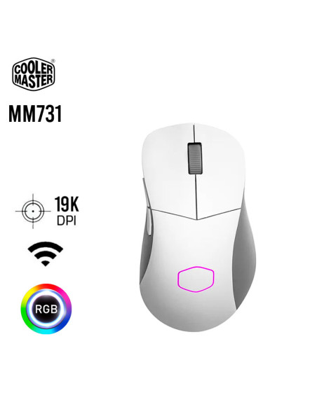 MOUSE GAMING COOLER MASTER MM731 WHITE MATTE ( MM-731-WWOH1 ) WIRELESS - BT | 19K DPI | LED-RGB