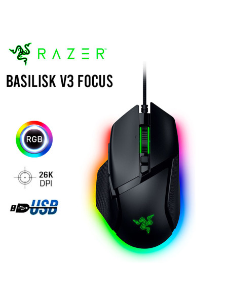 MOUSE GAMER RAZER BASILISK V3 FOCUS+ ( RZ01-04000100-R3U1 ) 26K | HYPERSCROLL TILT | CHROMA BLACK