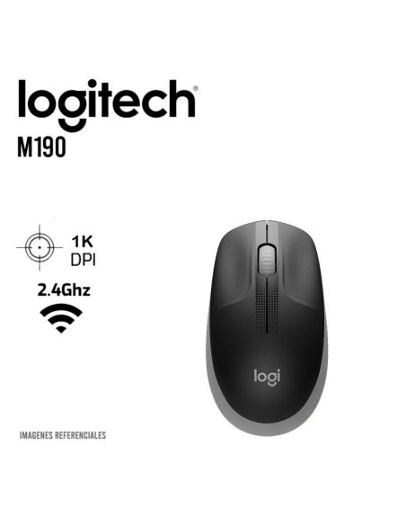 MOUSE LOGITECH M190 (910-005902) WIRELESS FULL-SIZE CHARCOAL